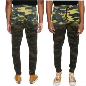 Eleven Paris Acid Wash Green Camo Joggers NWT Size Medium